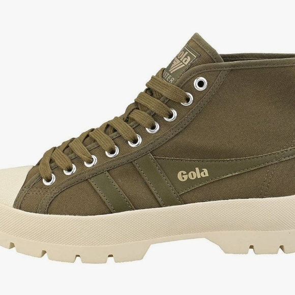 Gola khaki high top sneakers  with off white lug soles. EUC Box included. - Picture 2 of 4